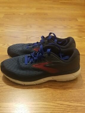 Brooks Black Running Shoes with Blue Laces and Red Logo